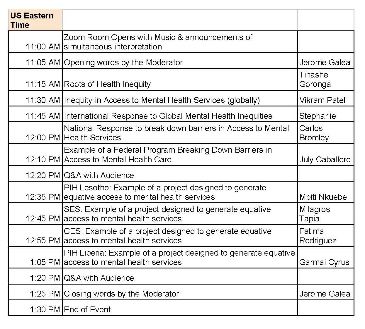 Event Agenda Event Agenda